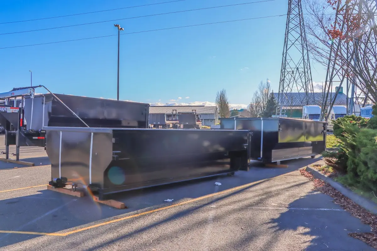 Roll-off dumpster ready for waste disposal at job site for Construction Dumpster Rental in Westport